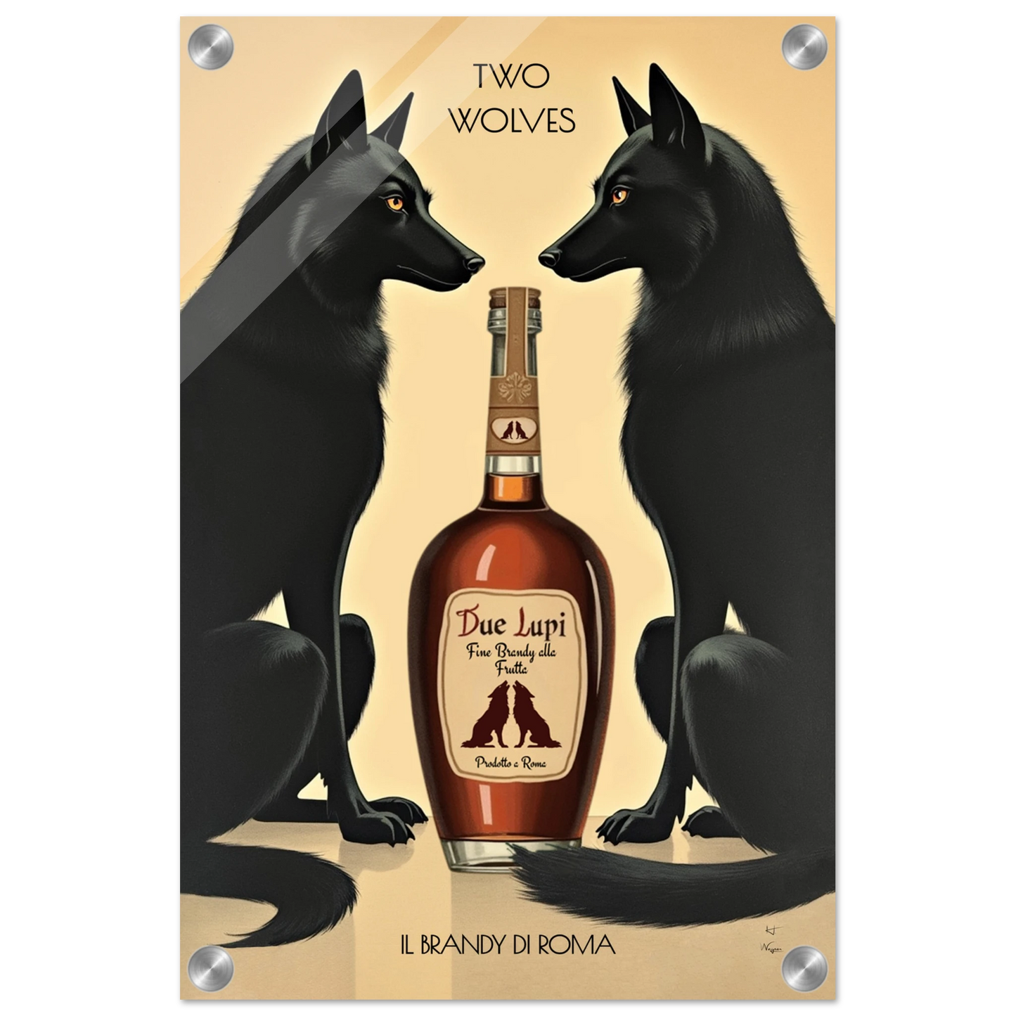 Two Wolves Italian Cocktail Bar Art Print 30x45 cm 12x18″ Sleek Acrylic Print No Frame