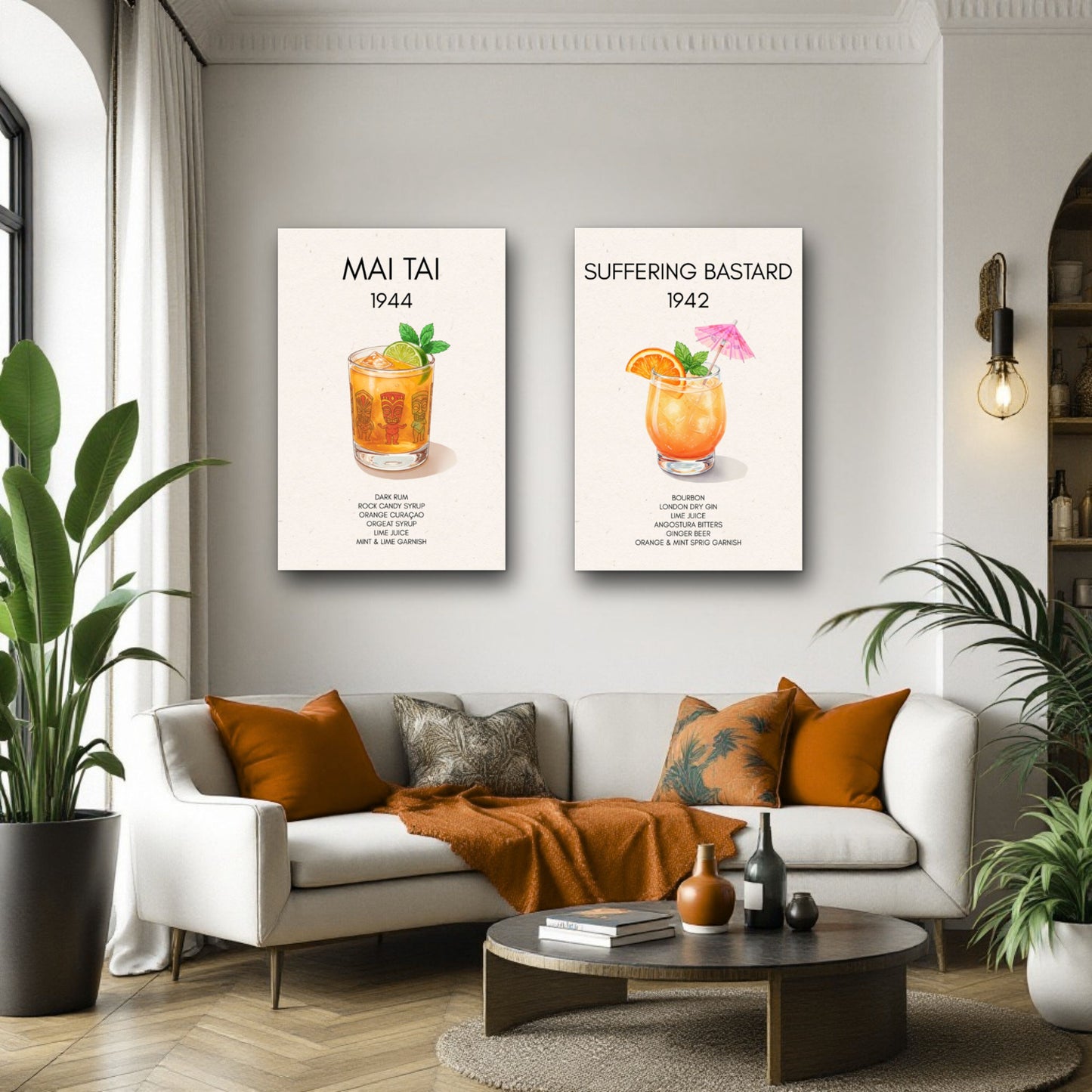 Mai Tai Tropical Cocktail Bar Poster Print Black Wood Frame 30x45 cm 12x18″ Classic Matte Paper Wooden Framed Poster