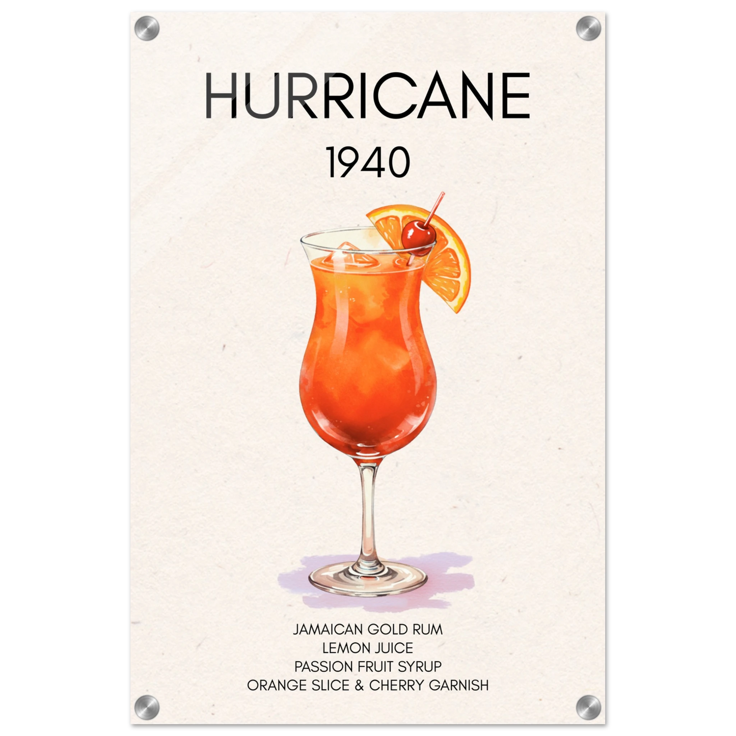 Hurricane Cocktail Bar Poster Print No Frame 40x60 cm 16x24″ Acrylic Print