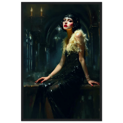 Speakeasy 1920s Elegant Flapper Art Print 40x60 cm 16x24″ Museum-Quality Matte Paper Wooden Framed Poster Black Wood Frame