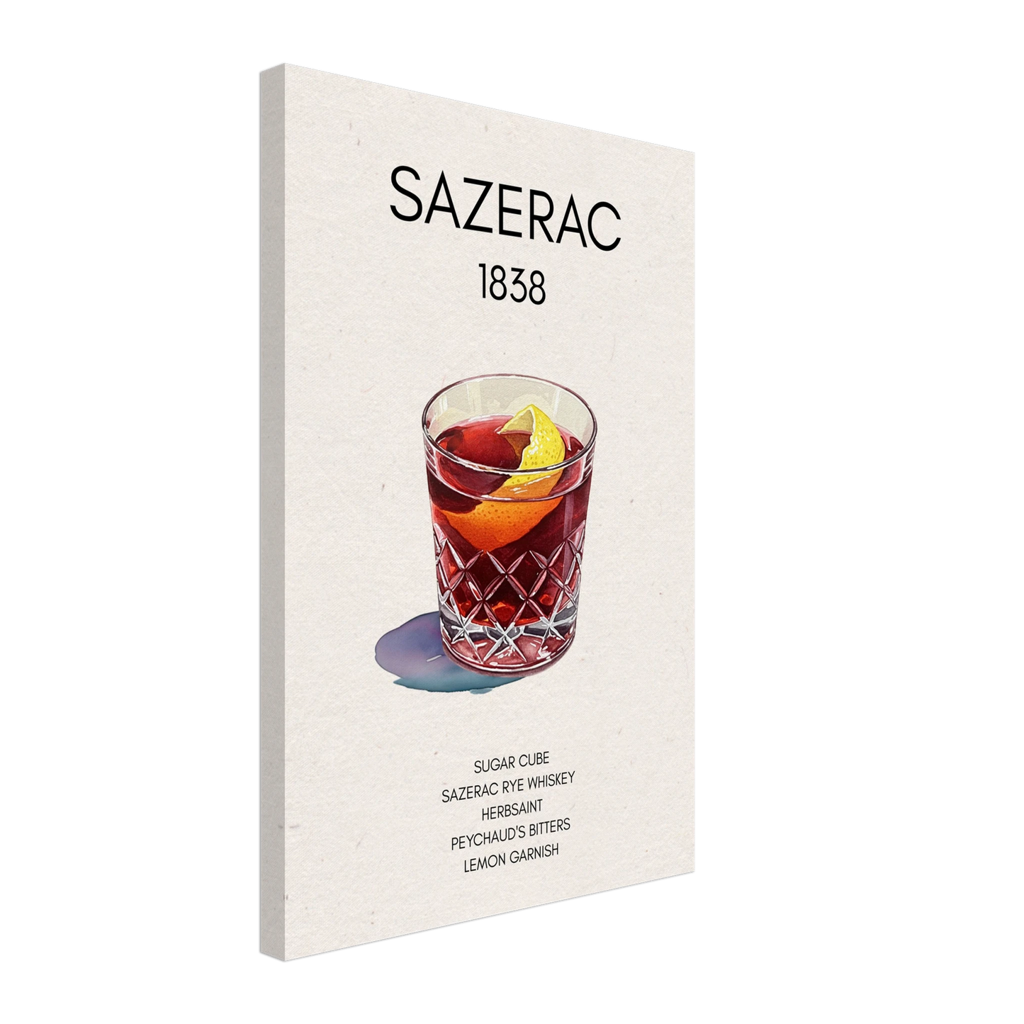 Sazerac Cocktail Bar Poster Print No Frame 40x60 cm 16x24″ Gallery Wrapped Canvas