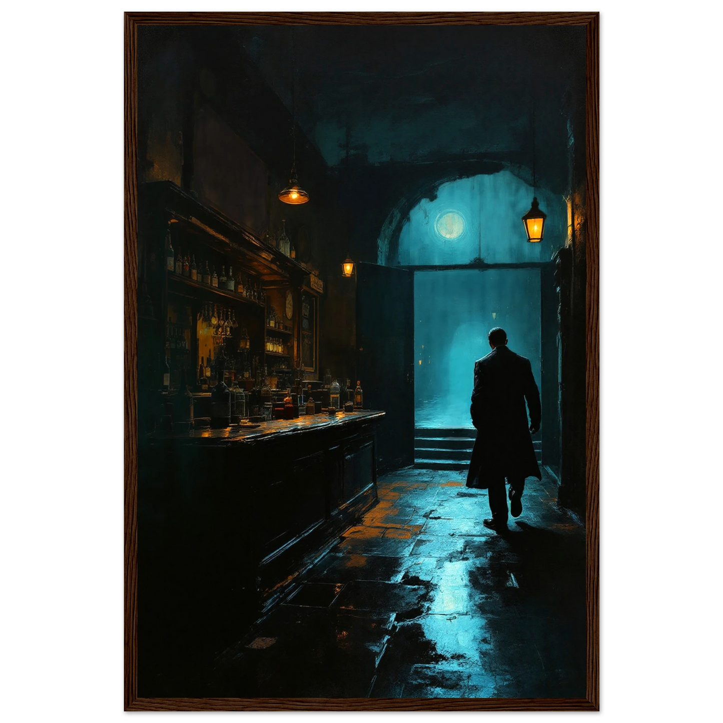 Speakeasy Prohibition Bootleg Bar Art Poster Print 40x60 cm 16x24″ Premium Matte Paper Wooden Framed Poster Dark Brown Wood Frame