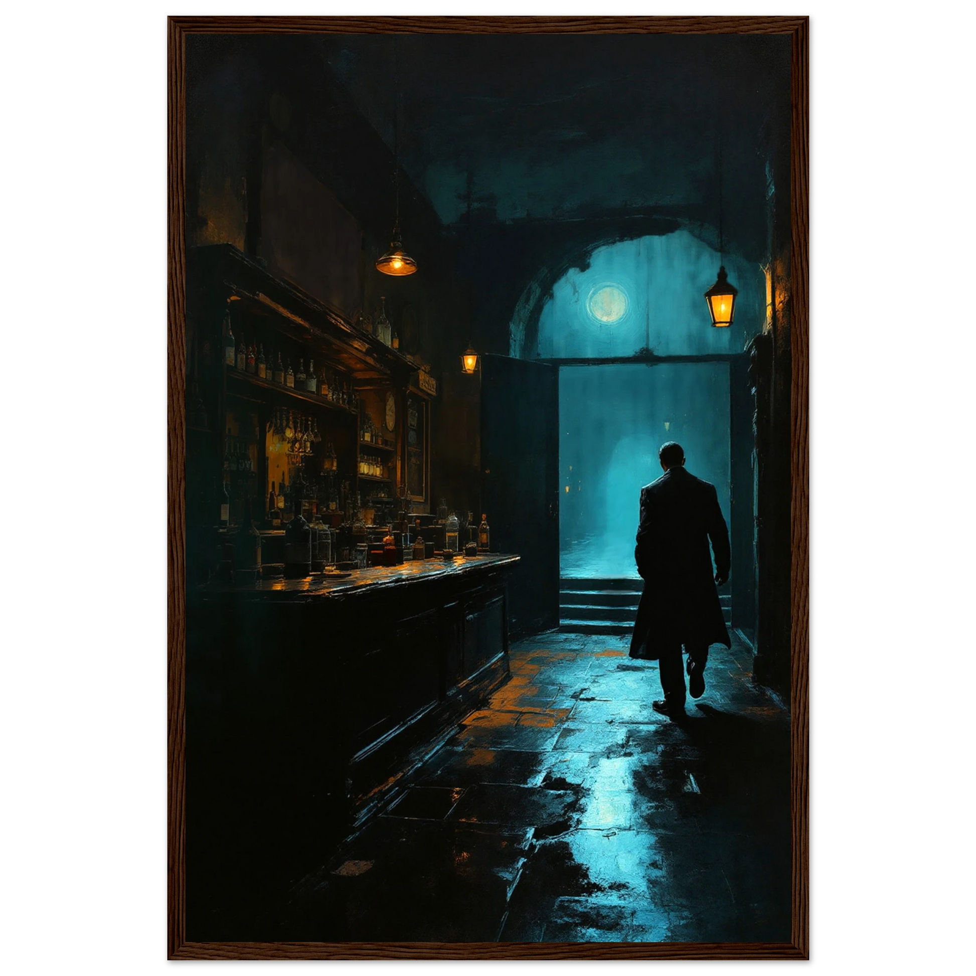 Speakeasy Prohibition Bootleg Bar Art Poster Print 40x60 cm 16x24″ Premium Matte Paper Wooden Framed Poster Dark Brown Wood Frame