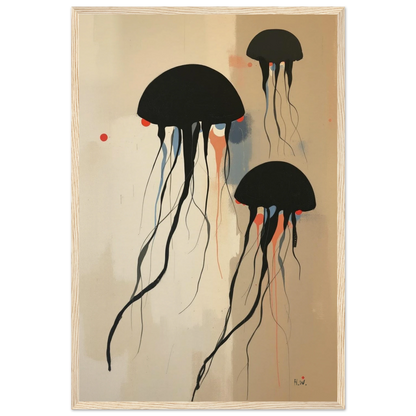 Minimalist Abstract Floating Jellyfish Art Print Light Wood Frame 40x60 cm 16x24″ Museum-Quality Matte Paper Wooden Framed Poster