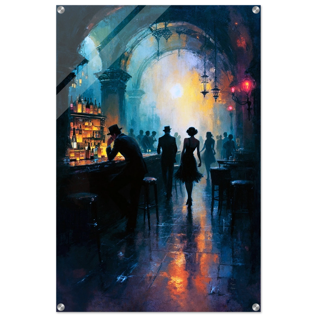 Speakeasy Nightlife Cocktail Bar Art Print 60x90 cm 24x36″ Sleek Acrylic Print No Frame