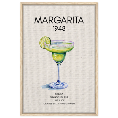 Margarita Cocktail Bar Art Print Light Wood Frame 60x90 cm 24x36″ Framed Canvas
