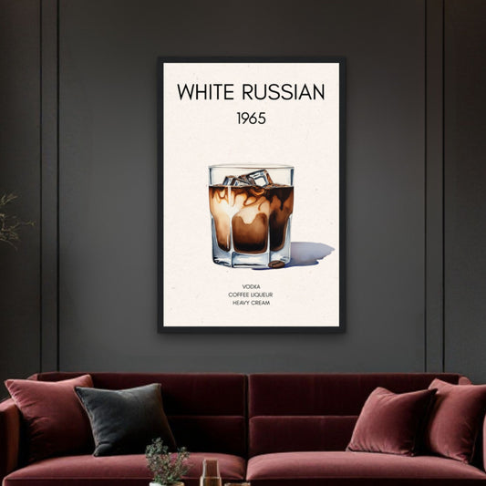 White Russian Cocktail Bar Art Poster Print