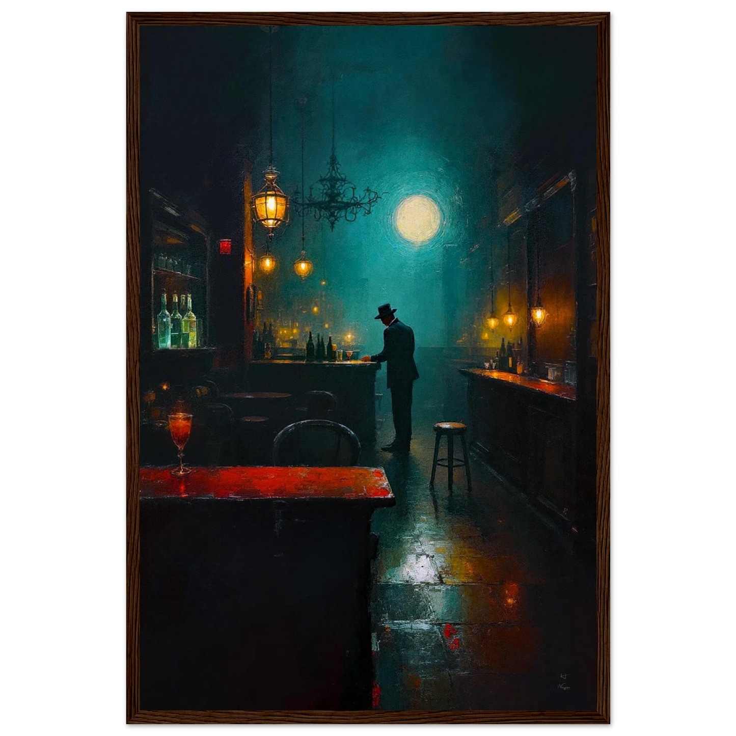 Speakeasy Bootleg Prohibition Bar Art Print Dark Brown Wood Frame 40x60 cm 16x24″ Museum-Quality Matte Framed Poster