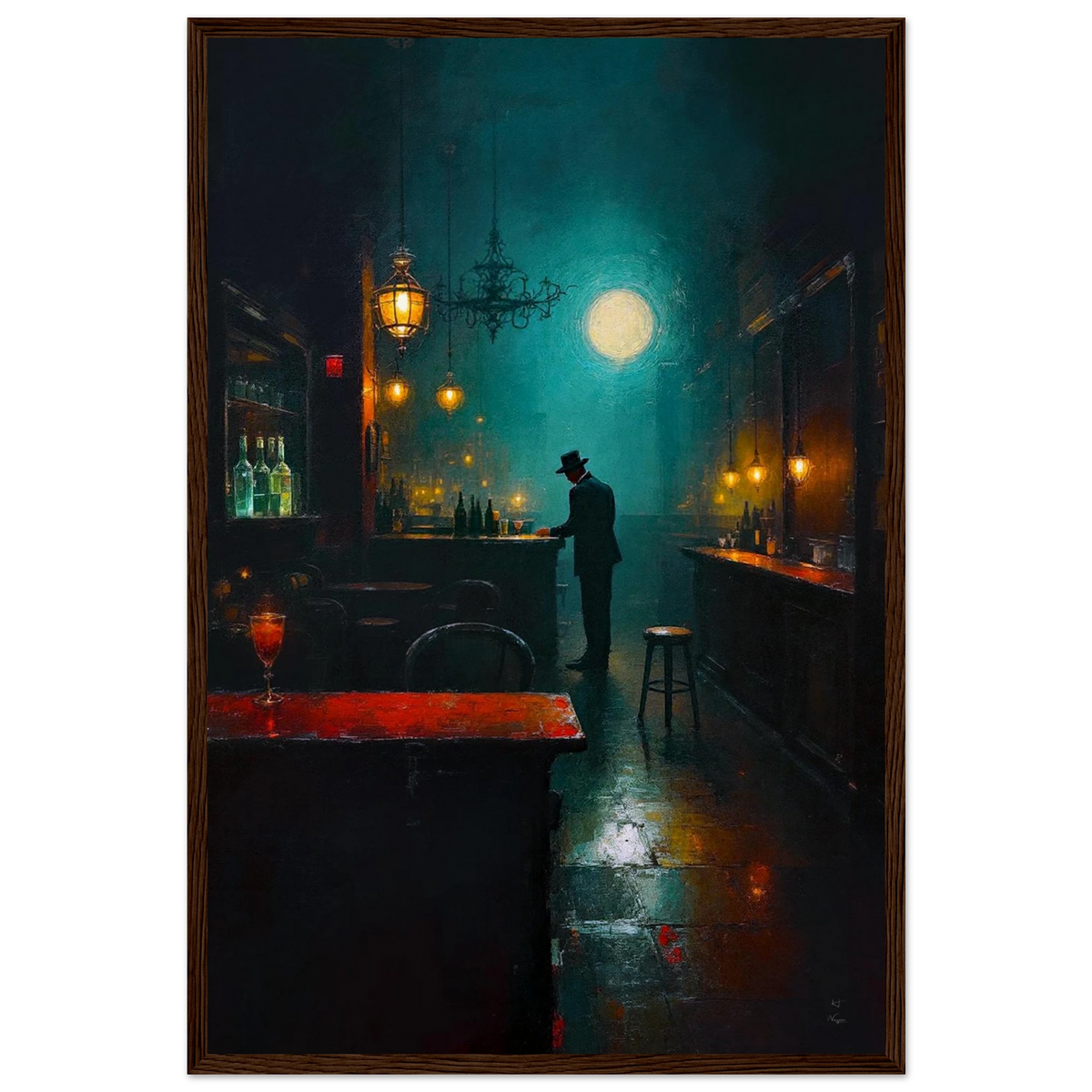 Speakeasy Bootleg Prohibition Bar Art Print 40x60 cm 16x24″ Museum-Quality Matte Framed Poster Dark Brown Wood Frame