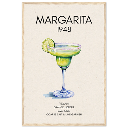 Margarita Cocktail Bar Art Print Light Wood Frame 40x60 cm 16x24″ Museum-Quality Matte Paper Wooden Framed Poster