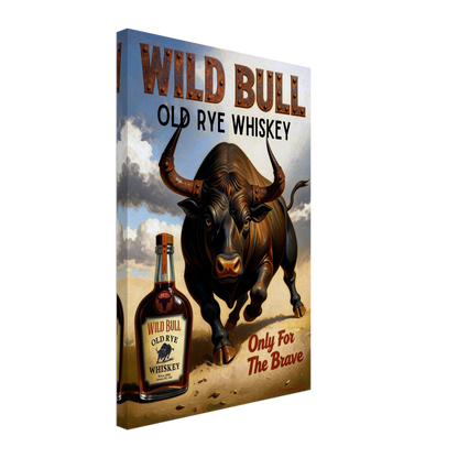 Wild Bull Old West Rye Whiskey Poster Print 40x60 cm 16x24″ Gallery Wrapped Canvas No Frame