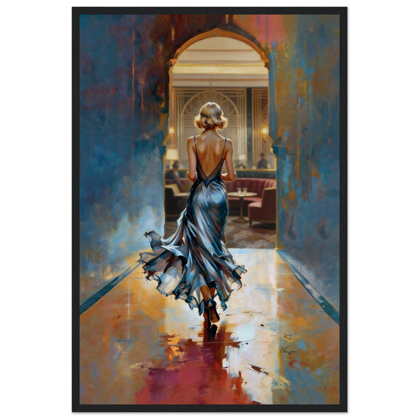 1920s Speakeasy Gatsby Flapper Art Deco Print 40x60 cm 16x24″ Museum-Quality Matte Framed Poster Black Wood Frame