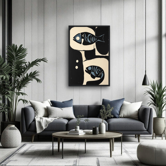 Abstract Mid-Century Modern Fish Art Print