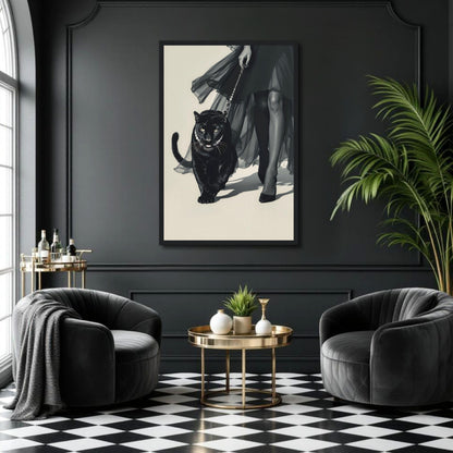 Retro Fashion Model Panther Art Print