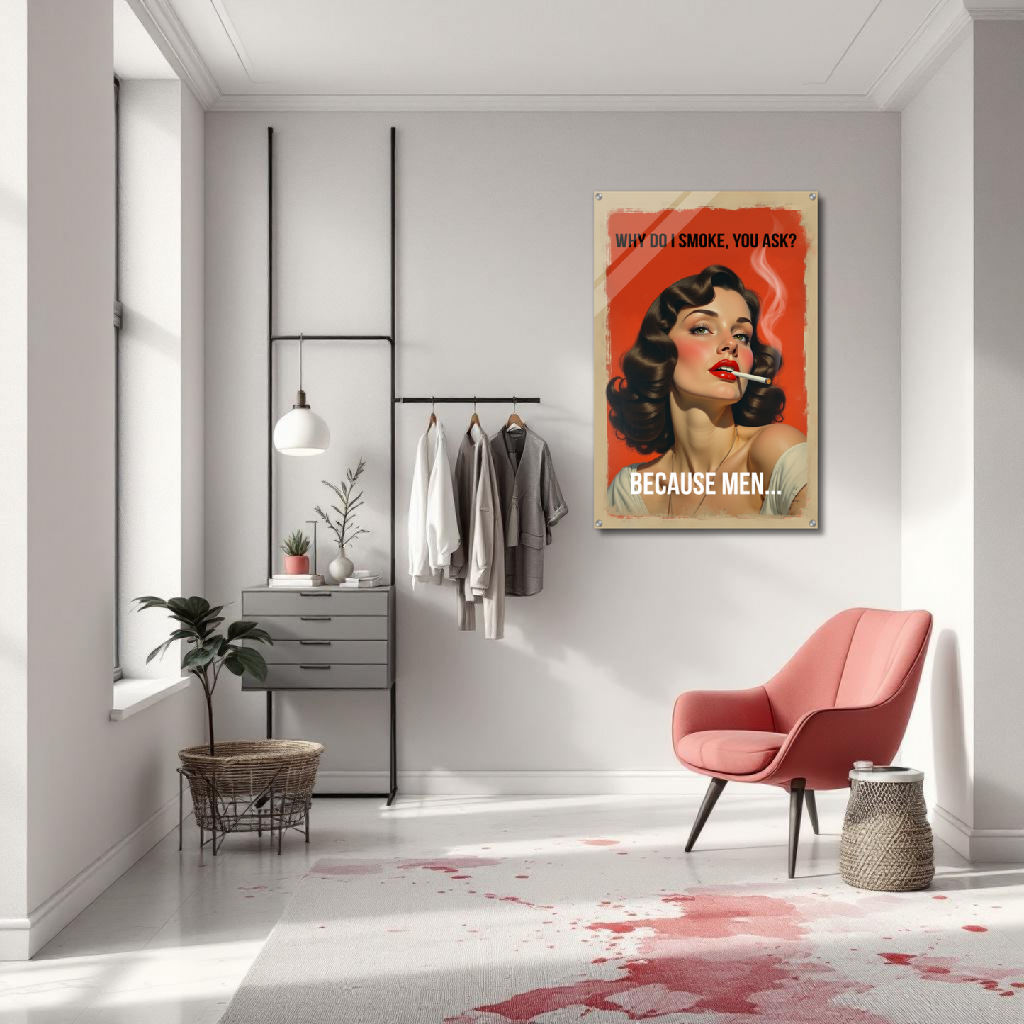 Retro Smoking Pin-Up Girl Art Print