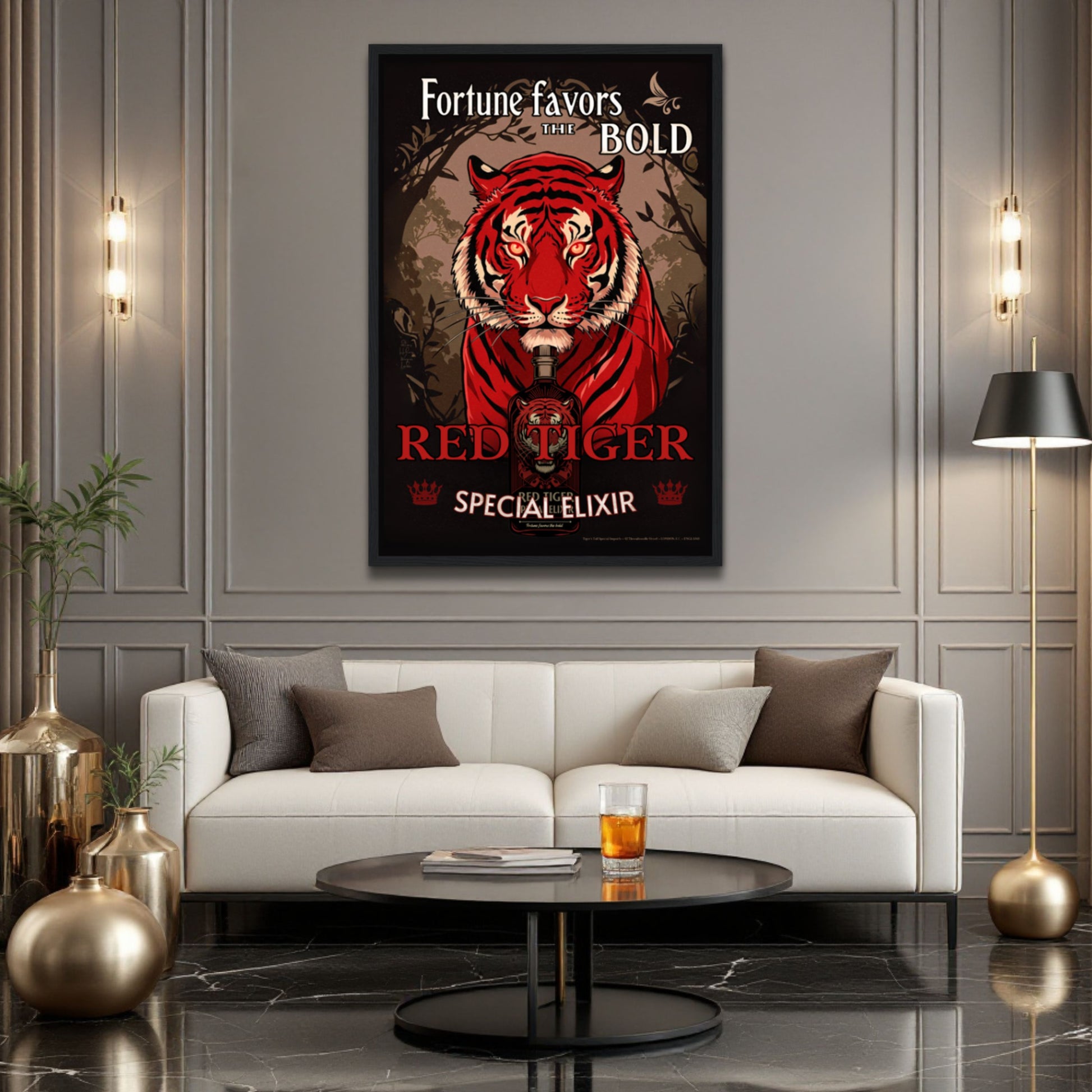 Tiger Cocktail Bar Art Poster Print