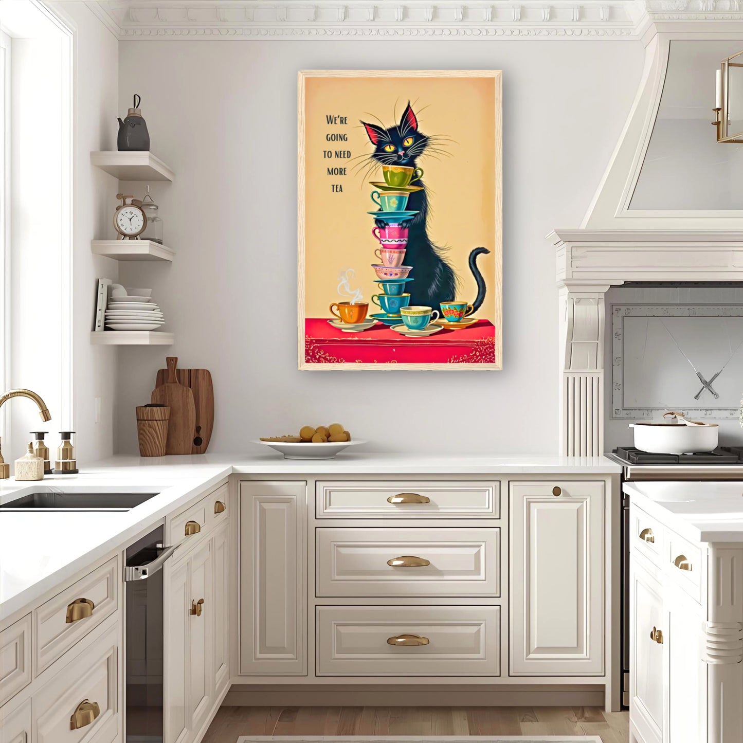 Quirky Cat Funny Tea  Art Print