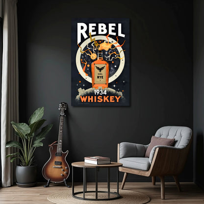 Rebel Whiskey Cocktail Bar Poster Print