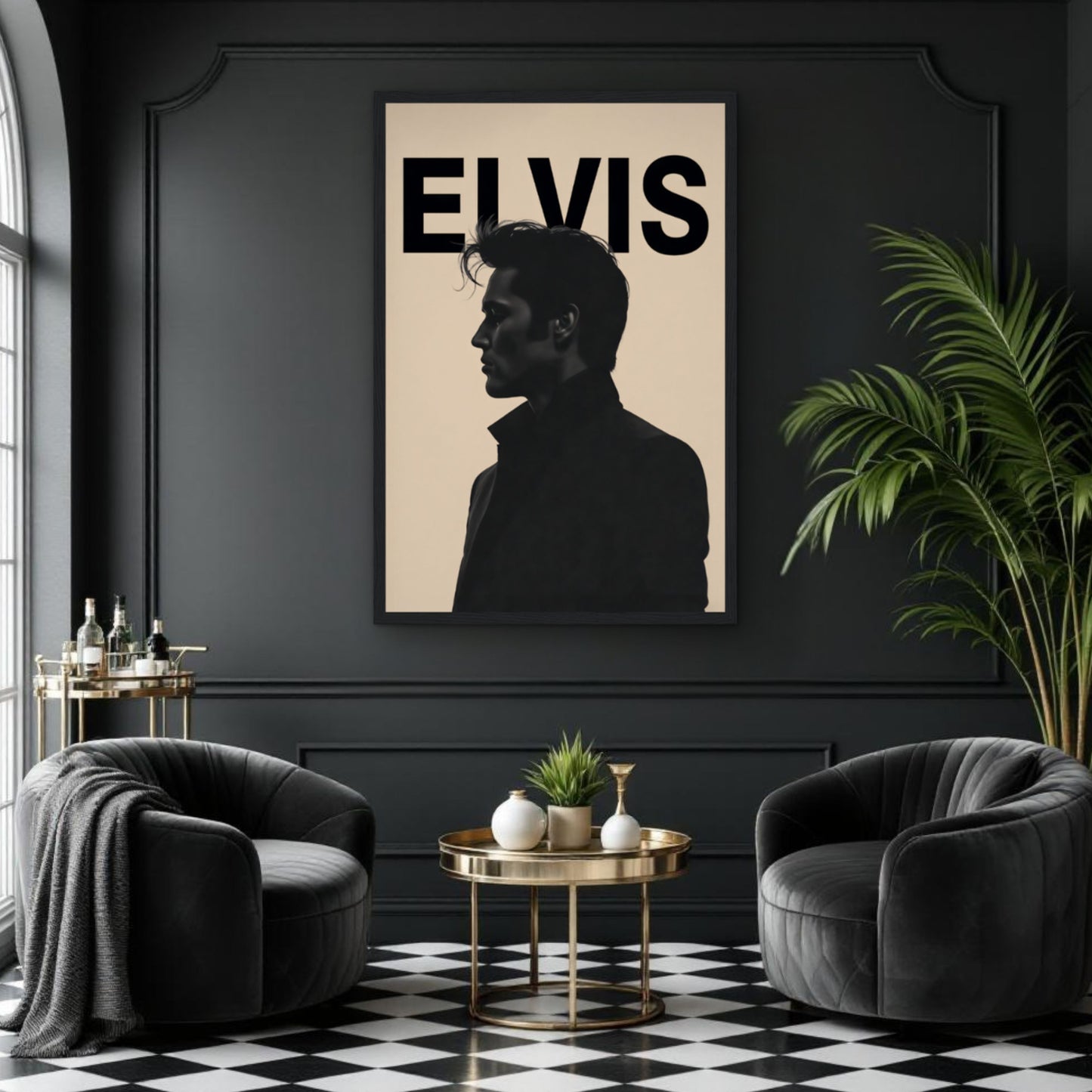Young Elvis Presley Silhouette Art Print
