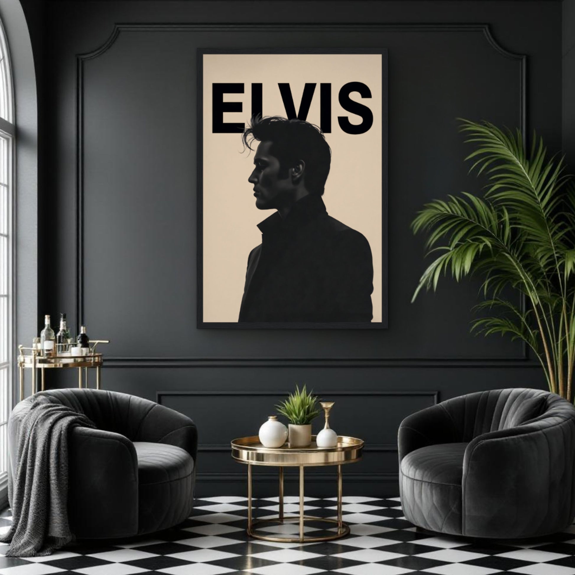 Young Elvis Presley Silhouette Art Print