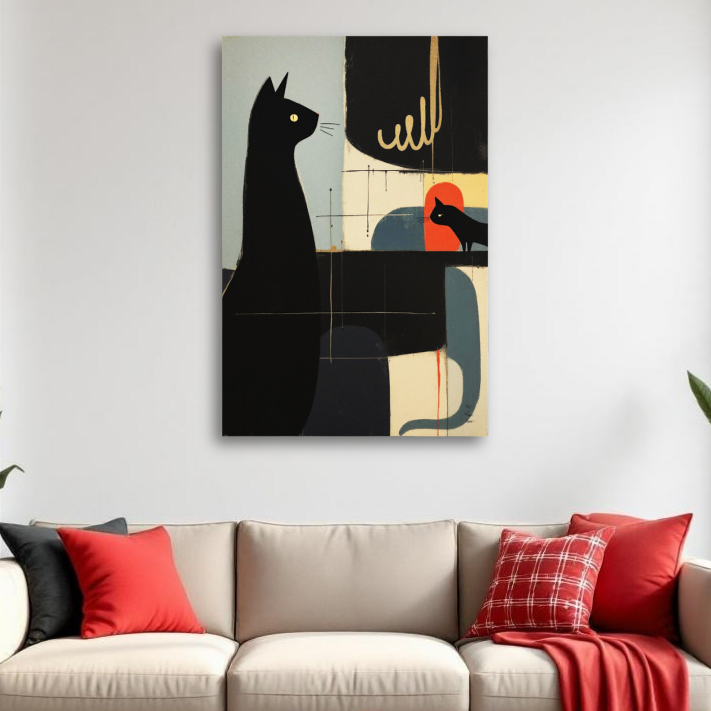Abstract Cat & Kitten Modern Art Print