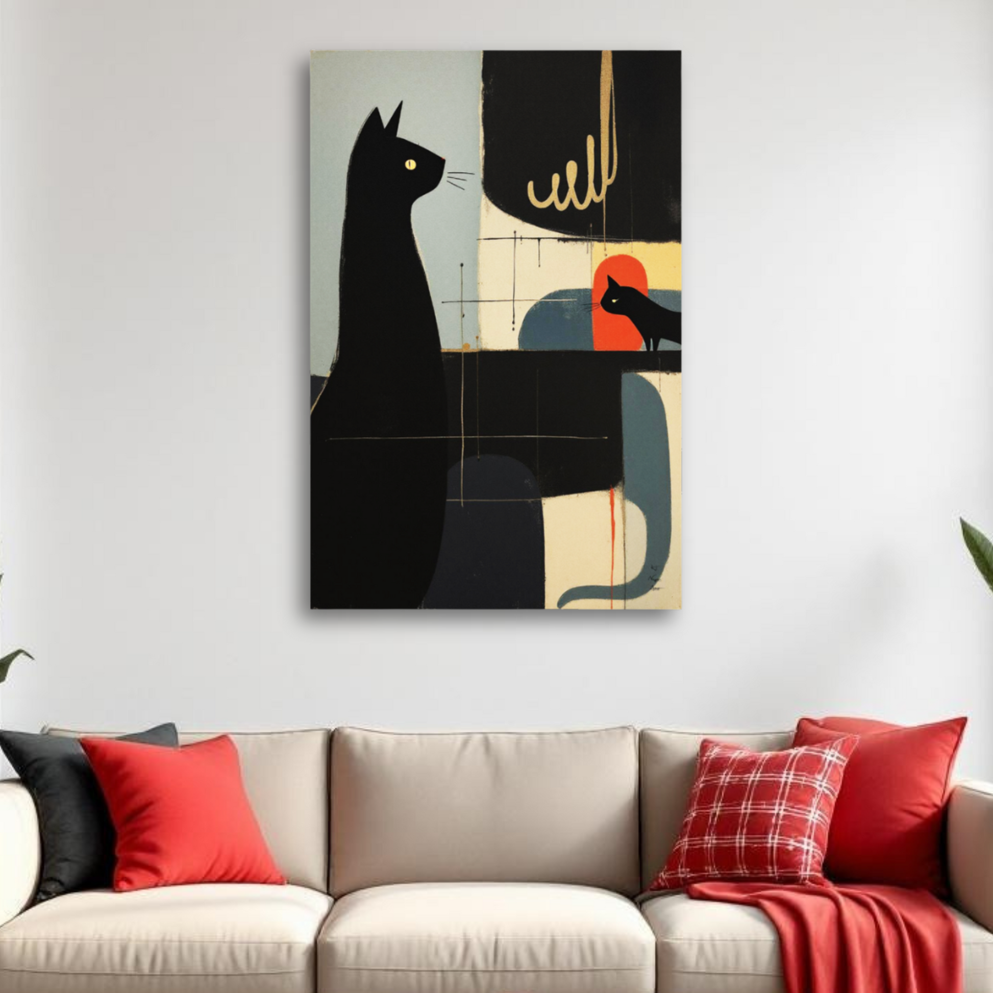 Abstract Cat & Kitten Modern Art Print