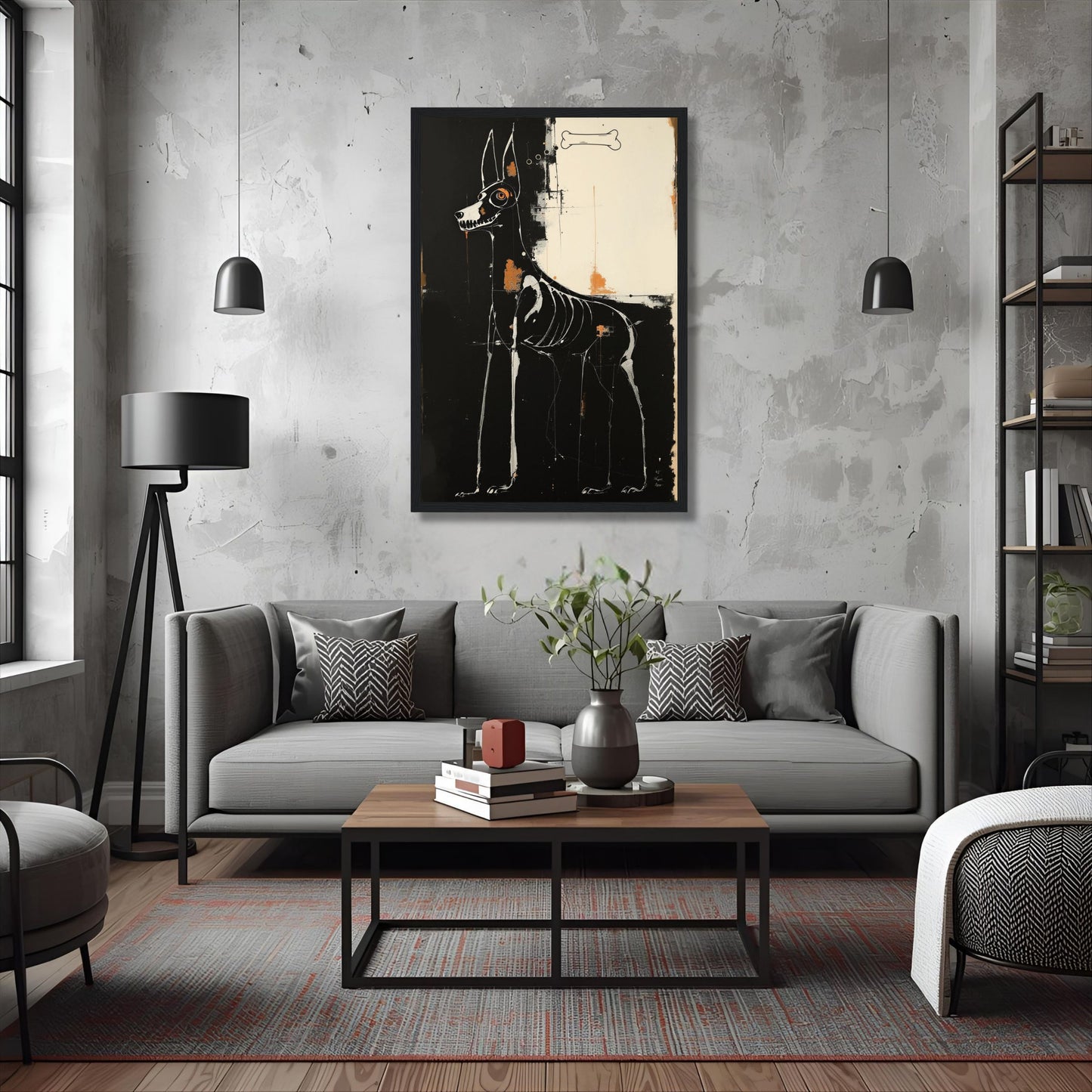 X-ray Skeleton Dog Abstract Art Poster Print