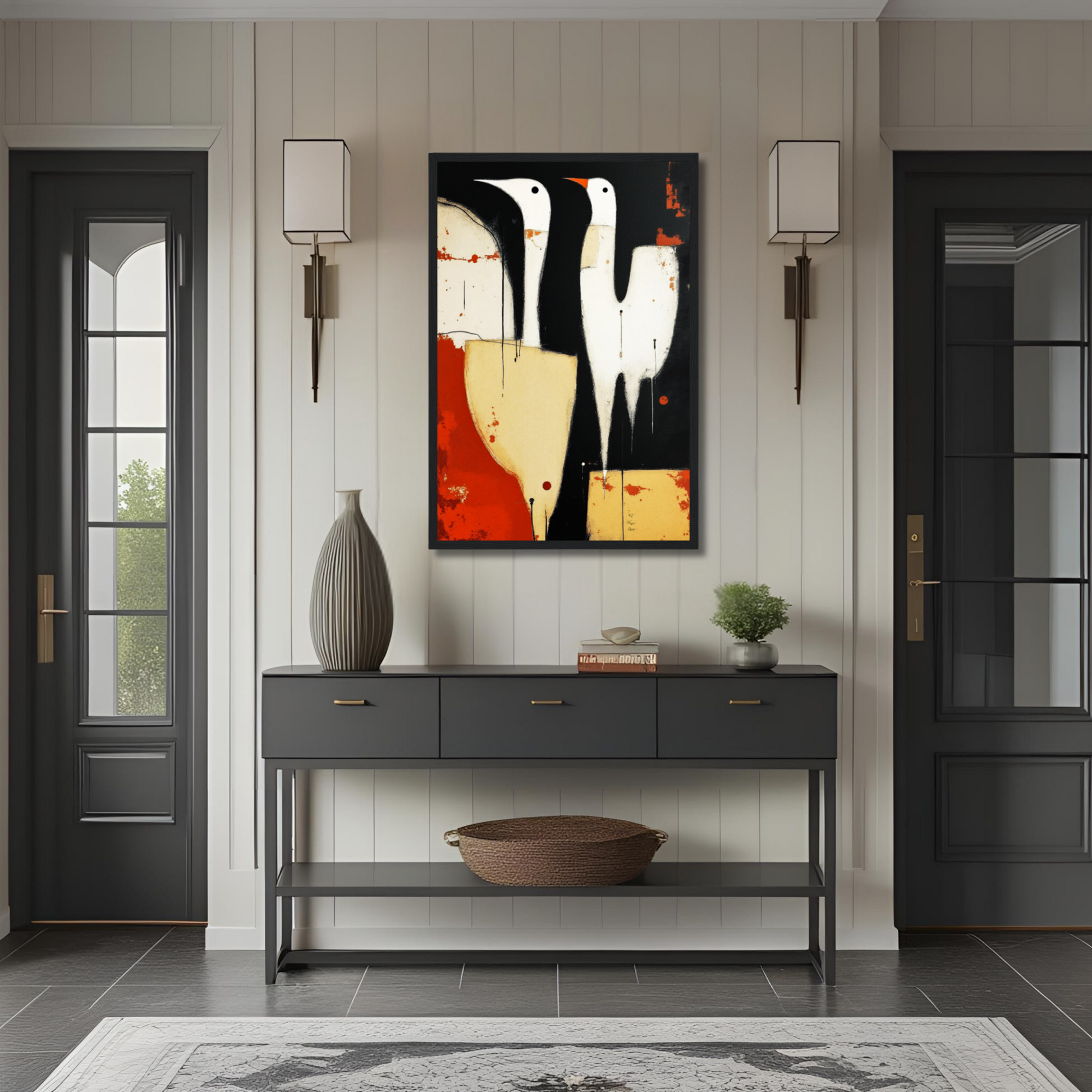 Abstract Neutral Goose Bird Art Print