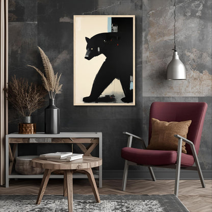 Minimalist Abstract Black Bear Art Poster Print