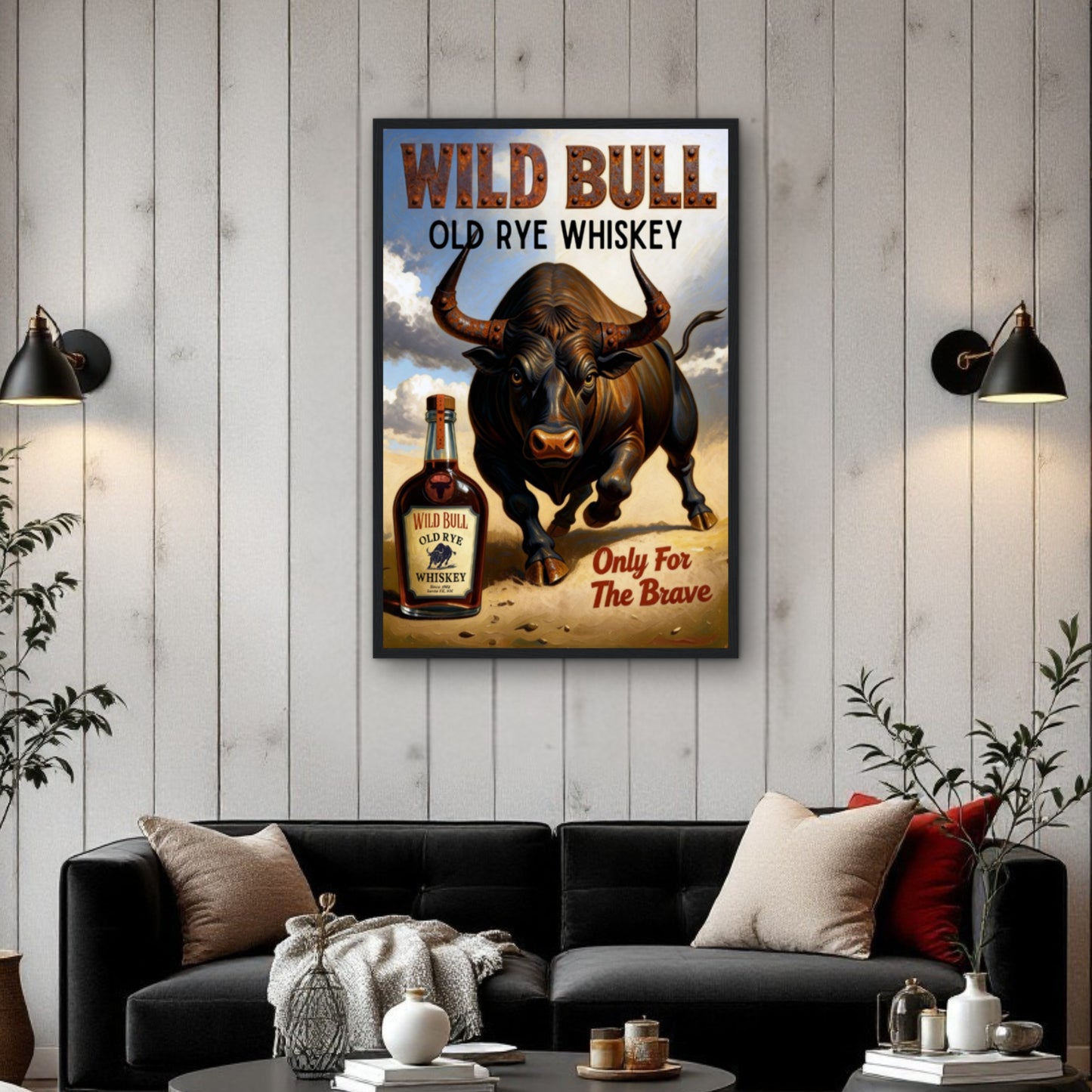 Wild Bull Old West Rye Whiskey Poster Print