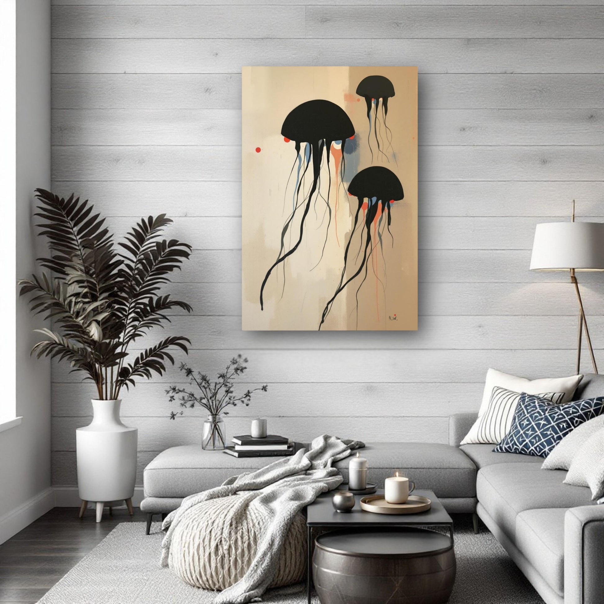 Minimalist Abstract Floating Jellyfish Art Print