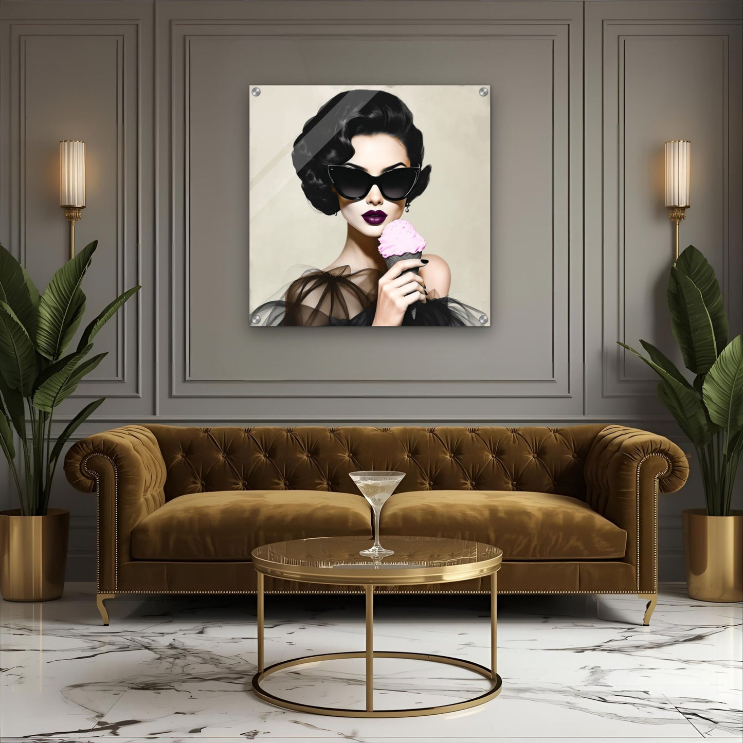 Retro Fashion Model Ice Cream Art Print