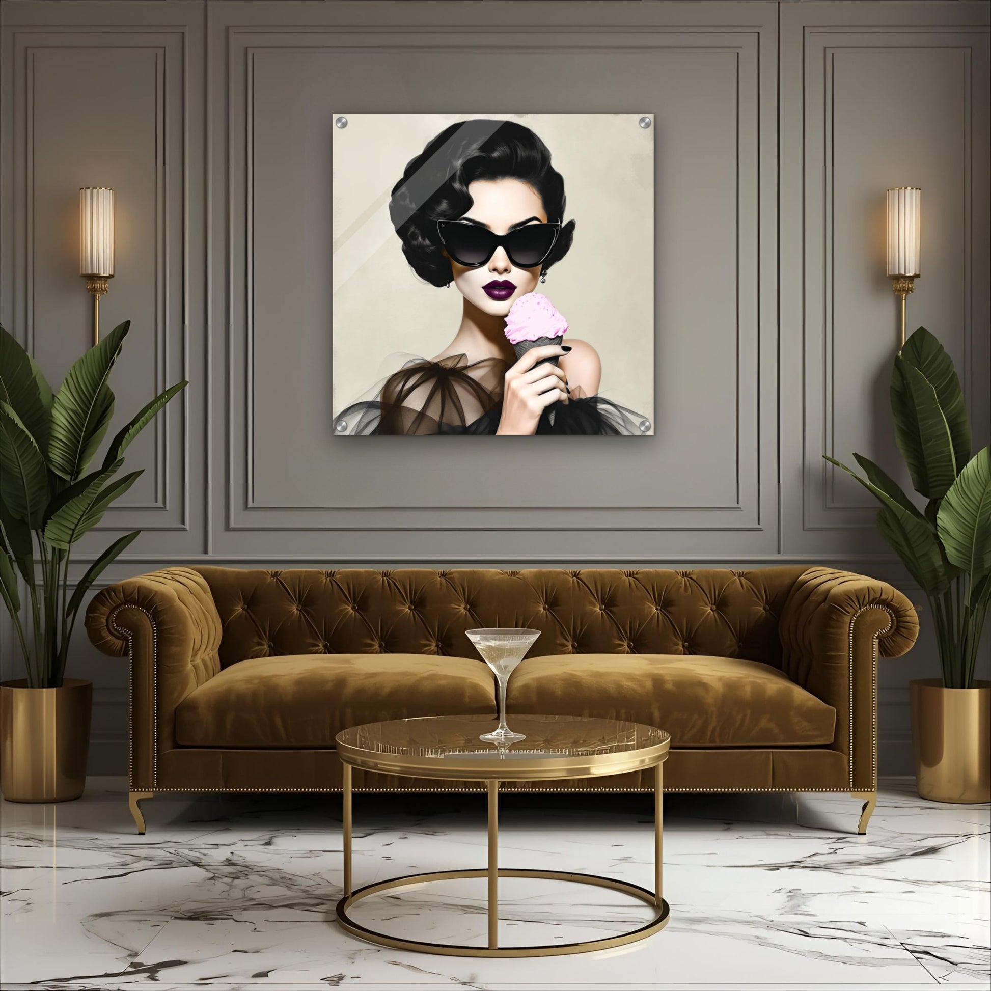 Retro Fashion Model Ice Cream Art Print