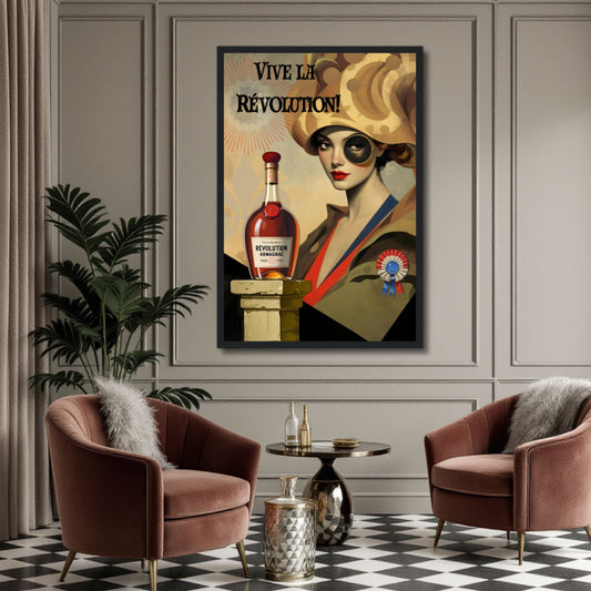 Vintage French Revolution Cognac Art Print Black Wood Frame 30x45 cm 12x18″ Museum-Quality Matte Paper Wooden Framed Poster