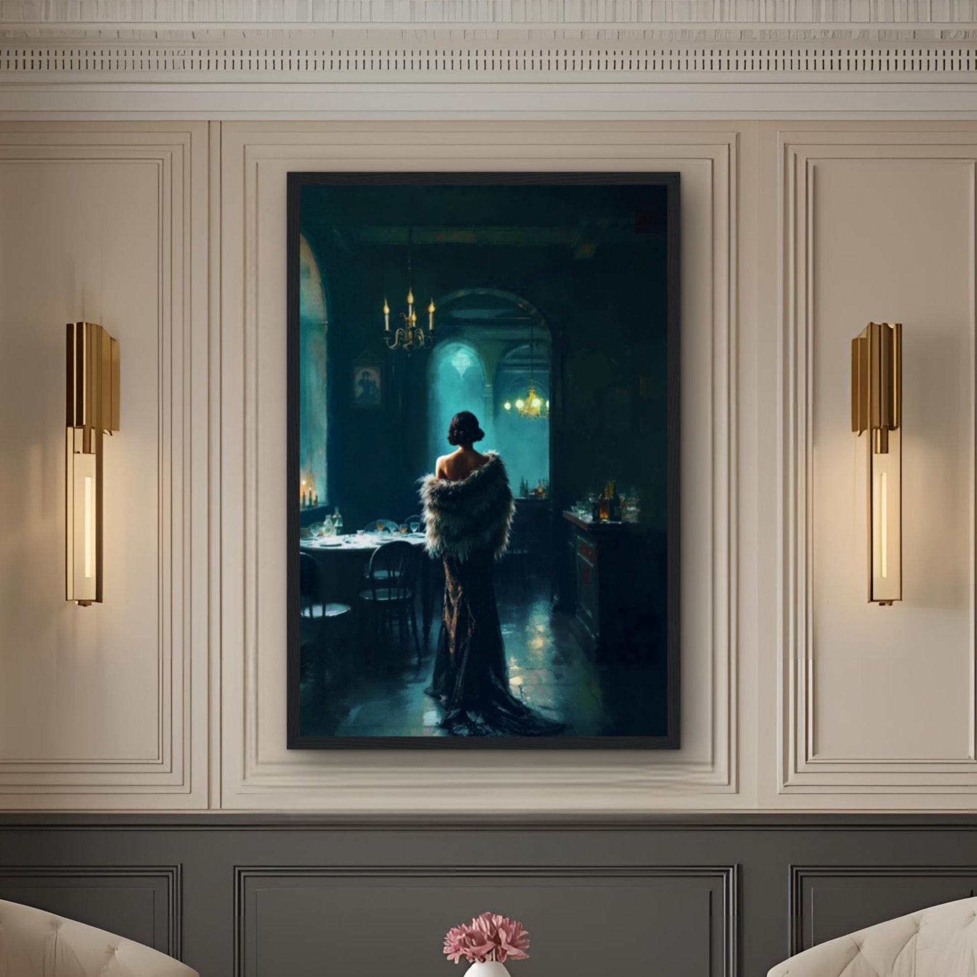 Moody Speakeasy Flapper Bar Art Print