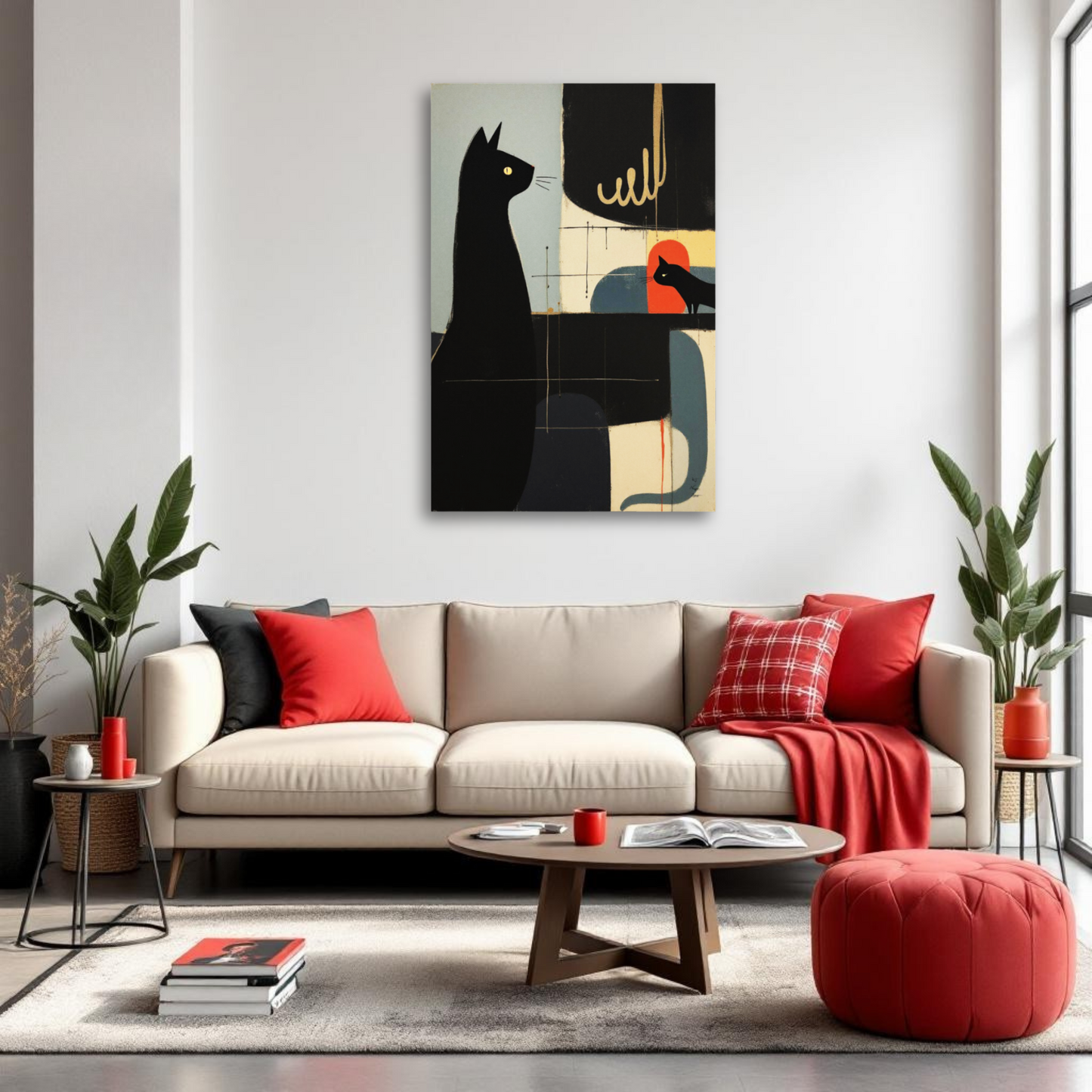 Abstract Cat & Kitten Modern Art Print
