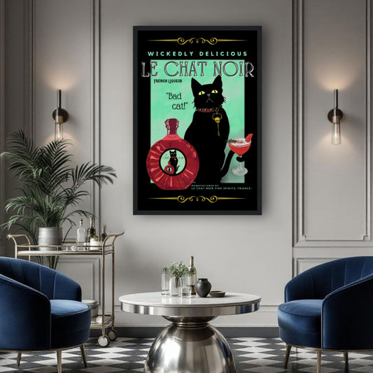 Black Cat Cocktail French Art Deco Print