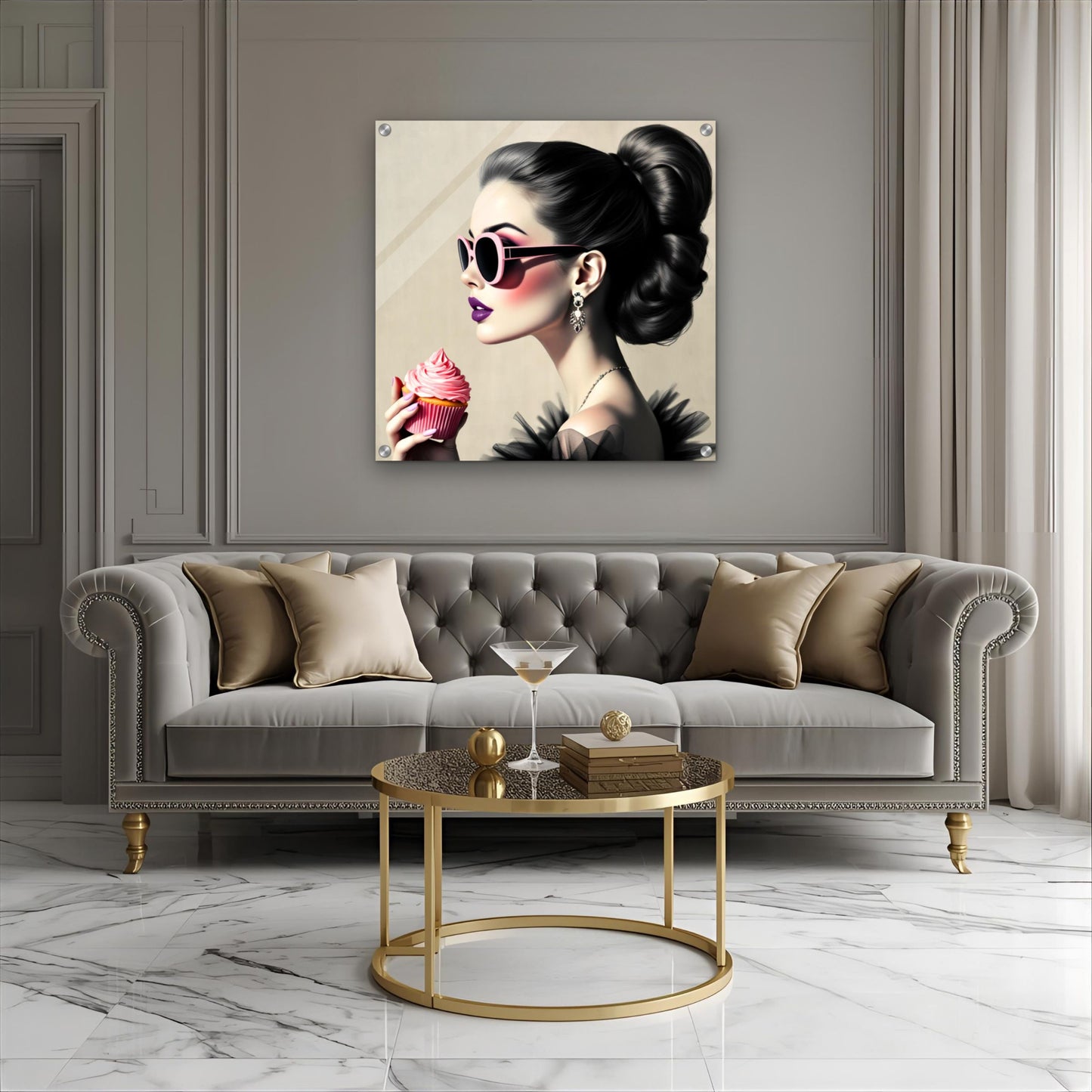 Retro Fashion Model Glam Cupcake Art Print