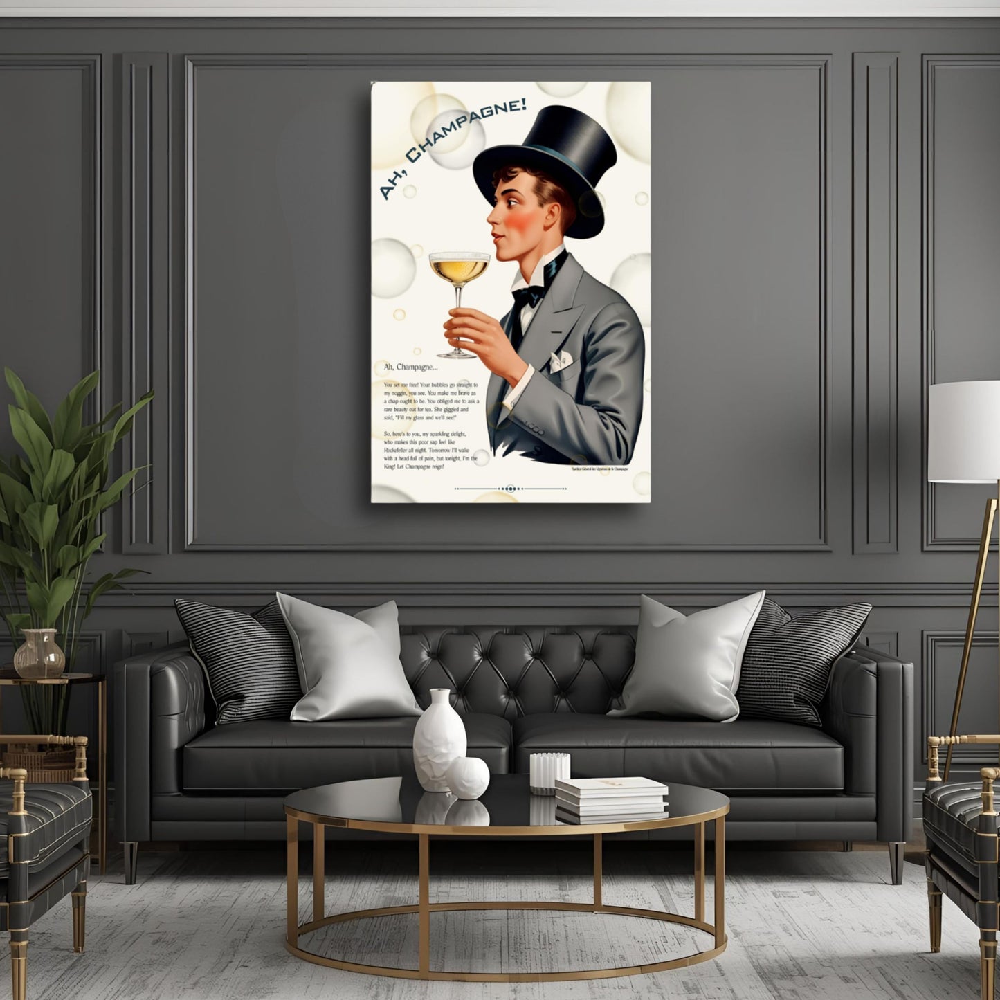 Art Deco Champagne Funny Poem Art Print