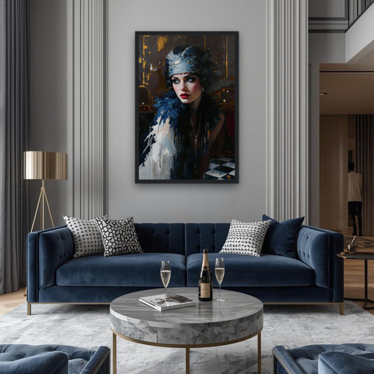 1920s Gatsby Flapper Painting Art Print - Speakeasy Prohibition Wall Decor
