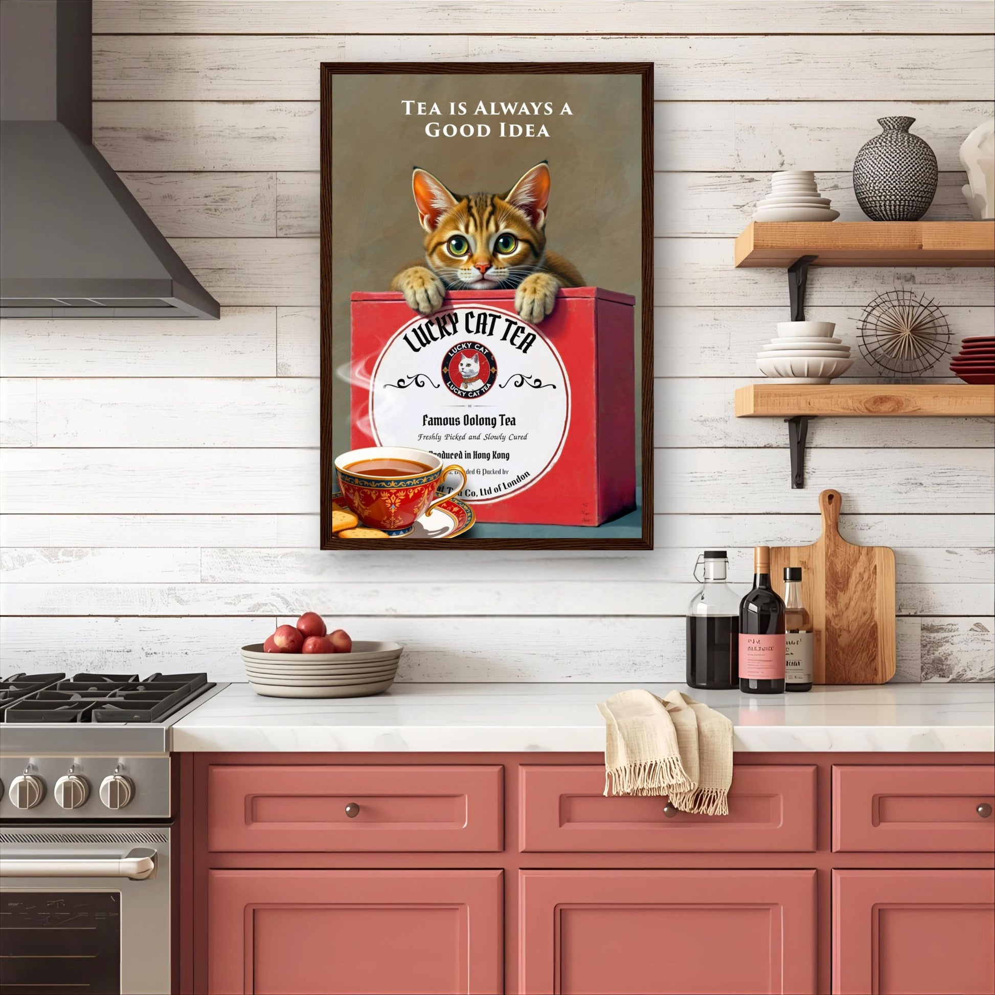 Lucky Cat Tea Vintage Kitchen Art Print