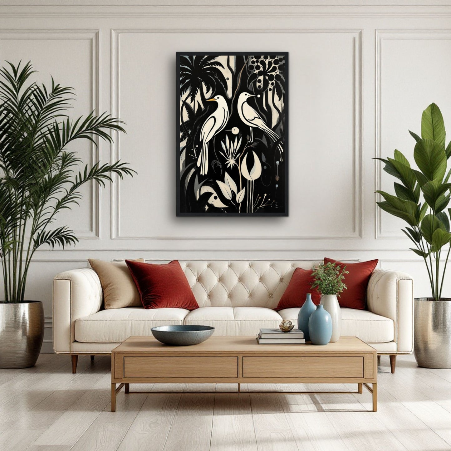 Black & White Minimalist Bird Art Print