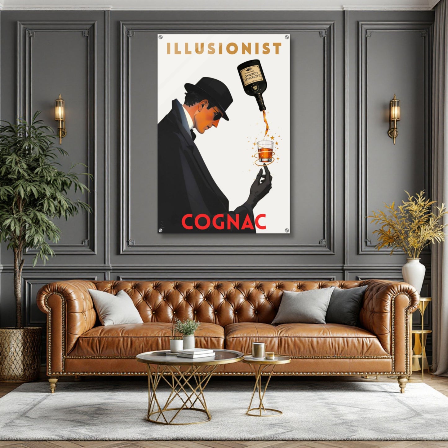 Vintage Cognac Cocktail Bar Poster Print 30x45 cm 12x18″ Classic Matte Paper Wooden Framed Poster Black Wood Frame