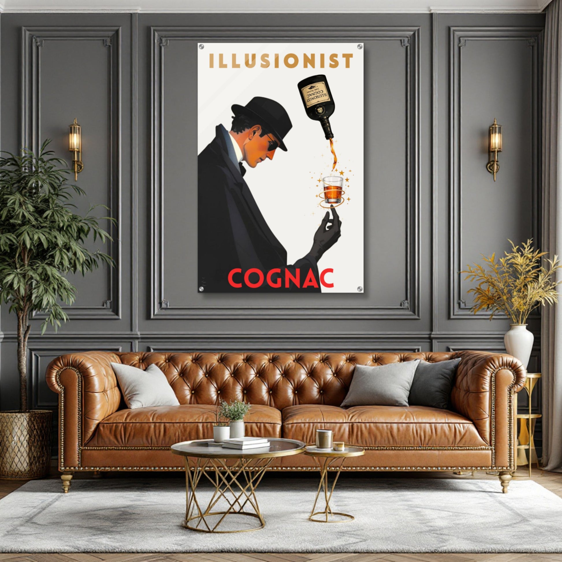 Vintage Cognac Cocktail Bar Poster Print 30x45 cm 12x18″ Classic Matte Paper Wooden Framed Poster Black Wood Frame