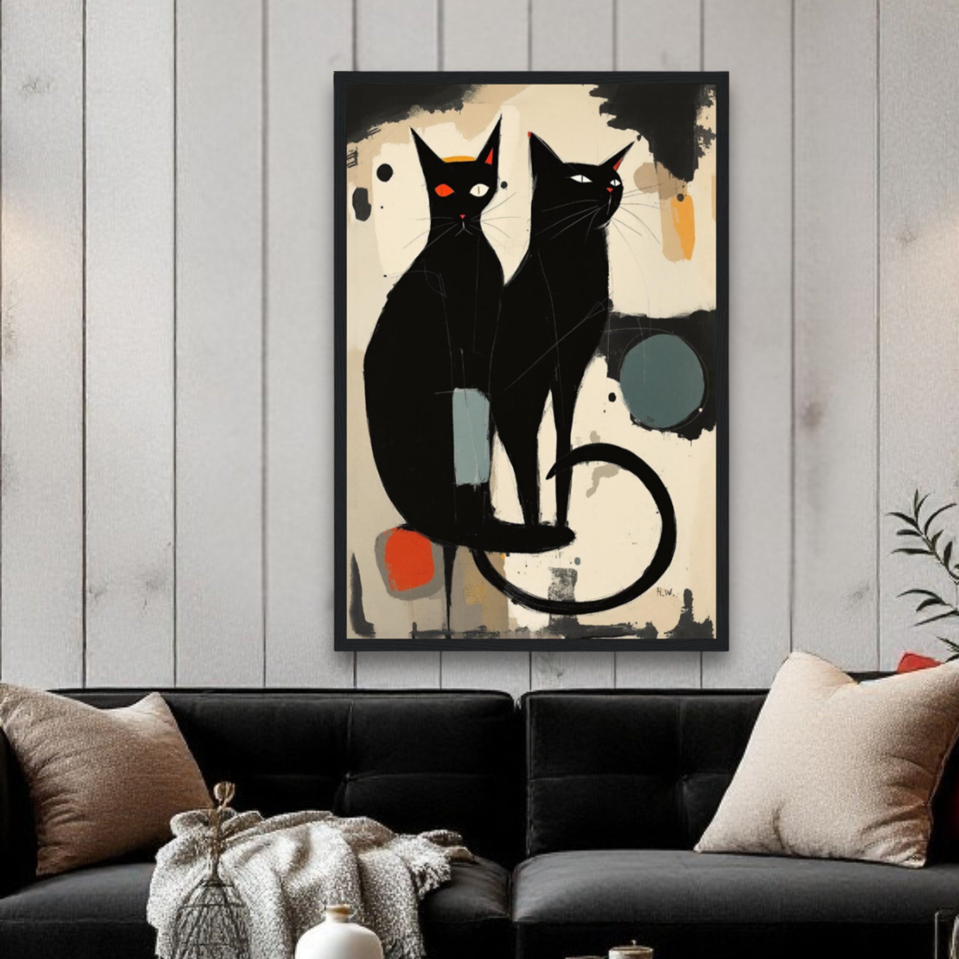Abstract Crazy Cat Duo Art Print