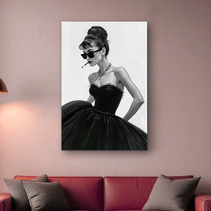 Audrey Hepburn Smoking Fashion Art Print