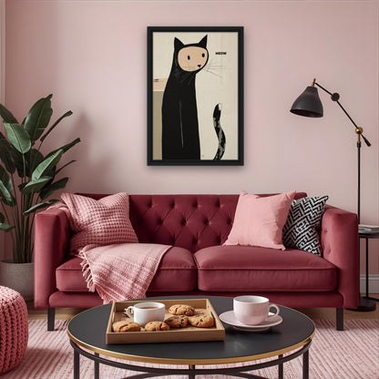 Quirky Modern Cat Art Poster Print
