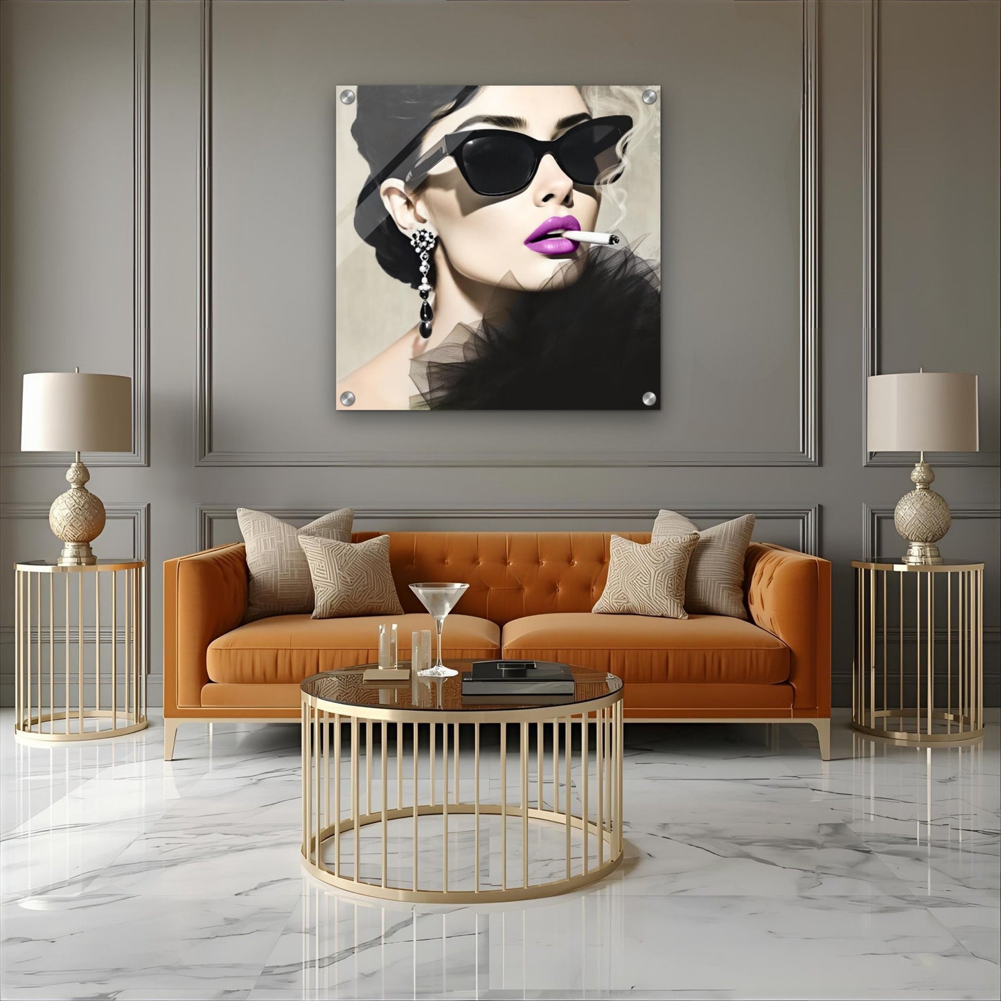 Smoking Girl Retro Fashion Model Art Print