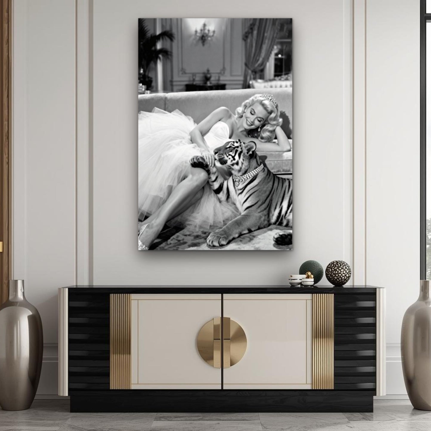 Vintage Hollywood Starlet Tiger Art Print