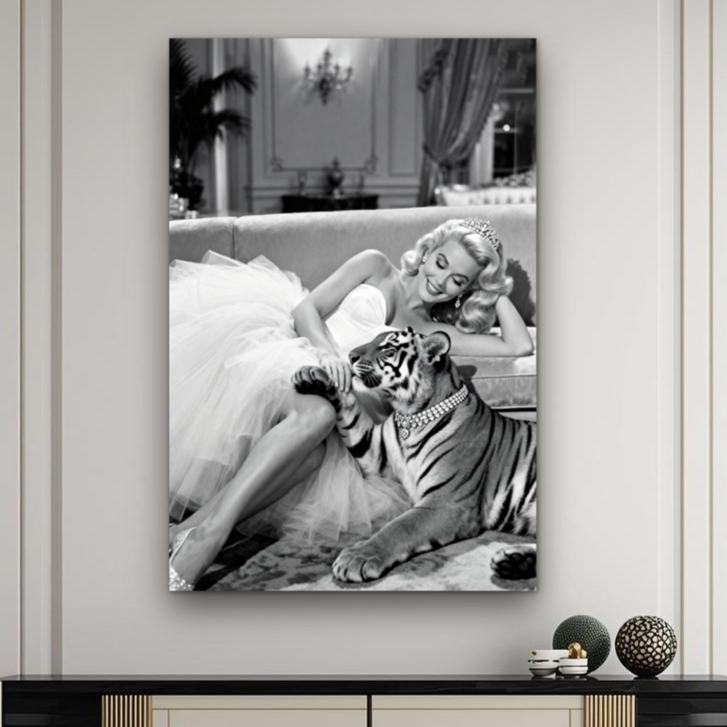 Vintage Hollywood Starlet Tiger Art Print